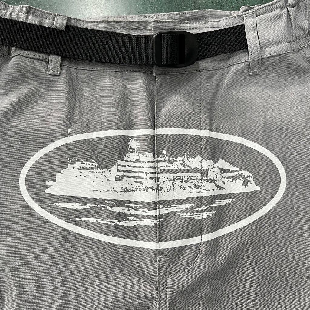 "alcatraz" cargo shorts grey