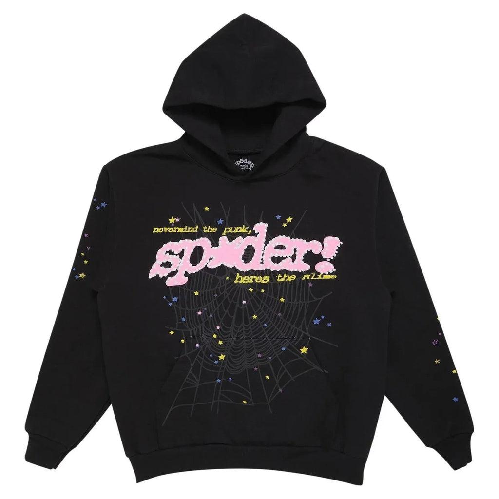 "Sp5der-Hoodie" Black and Pink